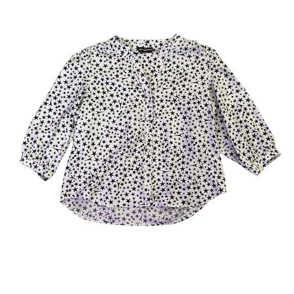 Karl Lagerfeld Paris Womens Star Print Button-Down Blouse 3/4 Sleeves - Picture 2 of 11